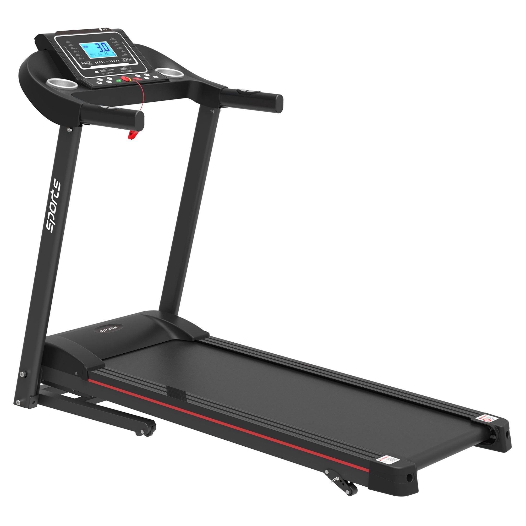 Smart Motorized Treadmill with Manual Incline and Air Spring & MP3, 5" LCD Display
