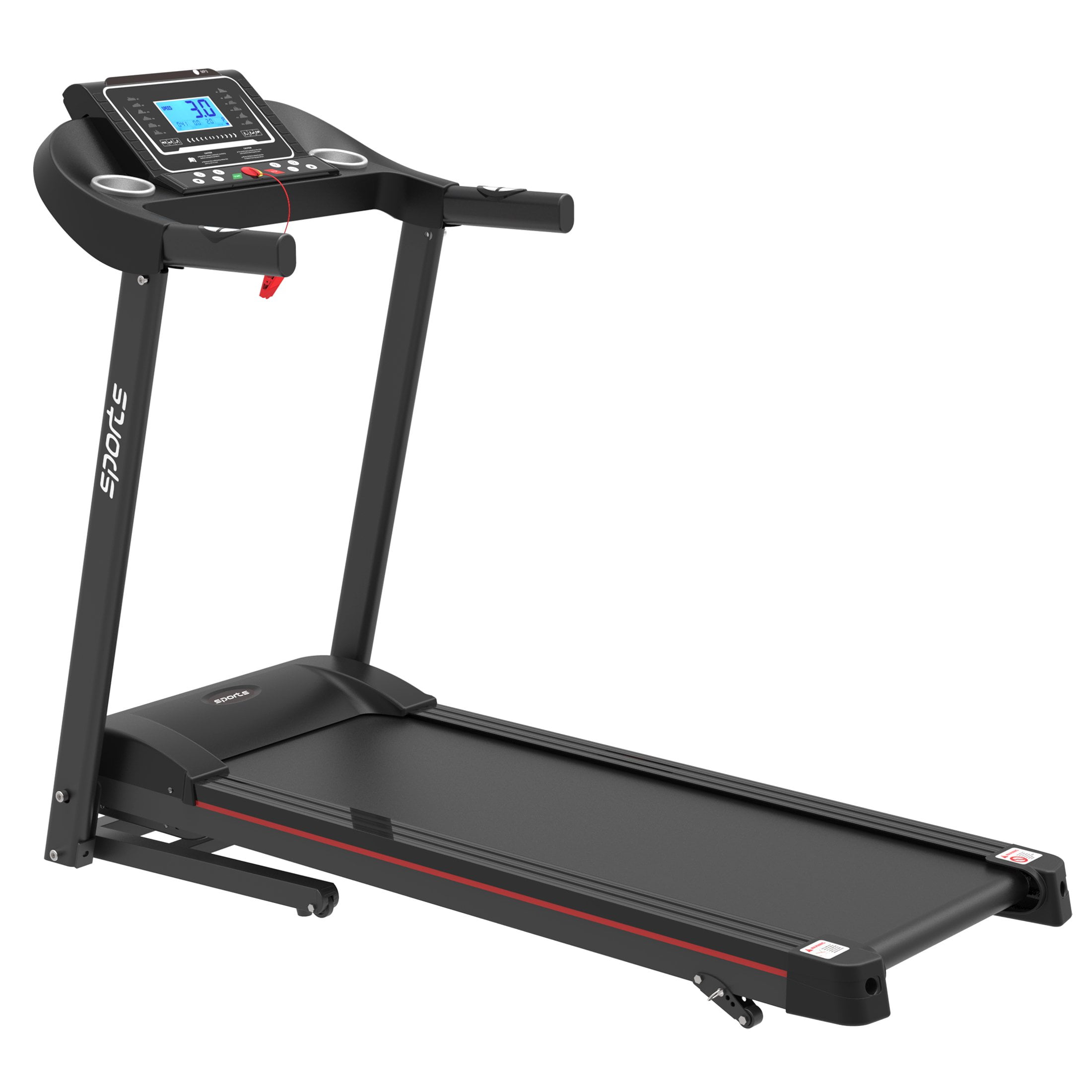 Smart Motorized Treadmill with Manual Incline and Air Spring & MP3, 5" LCD Display