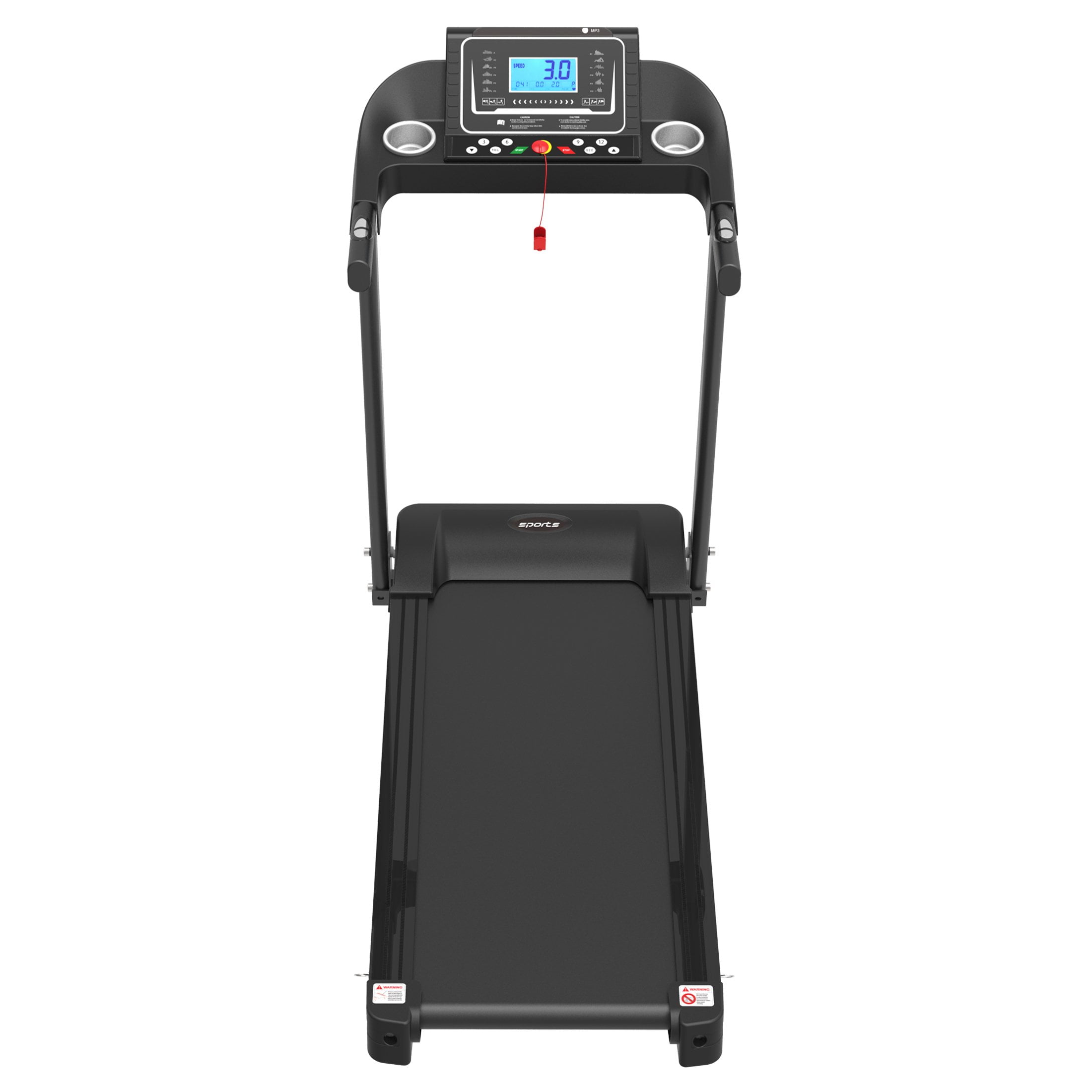 Smart Motorized Treadmill with Manual Incline and Air Spring & MP3, 5" LCD Display