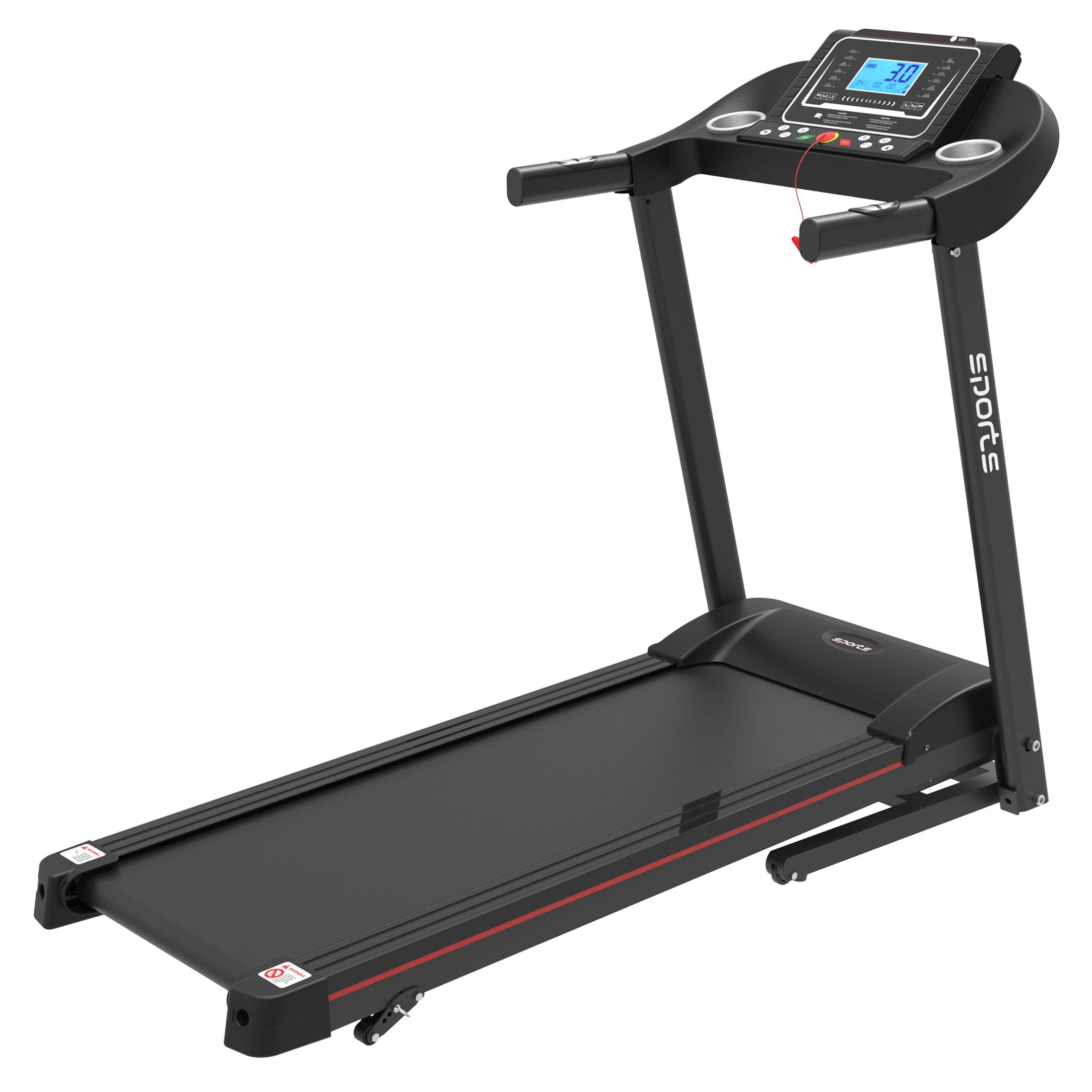 Smart Motorized Treadmill with Manual Incline and Air Spring & MP3, 5" LCD Display