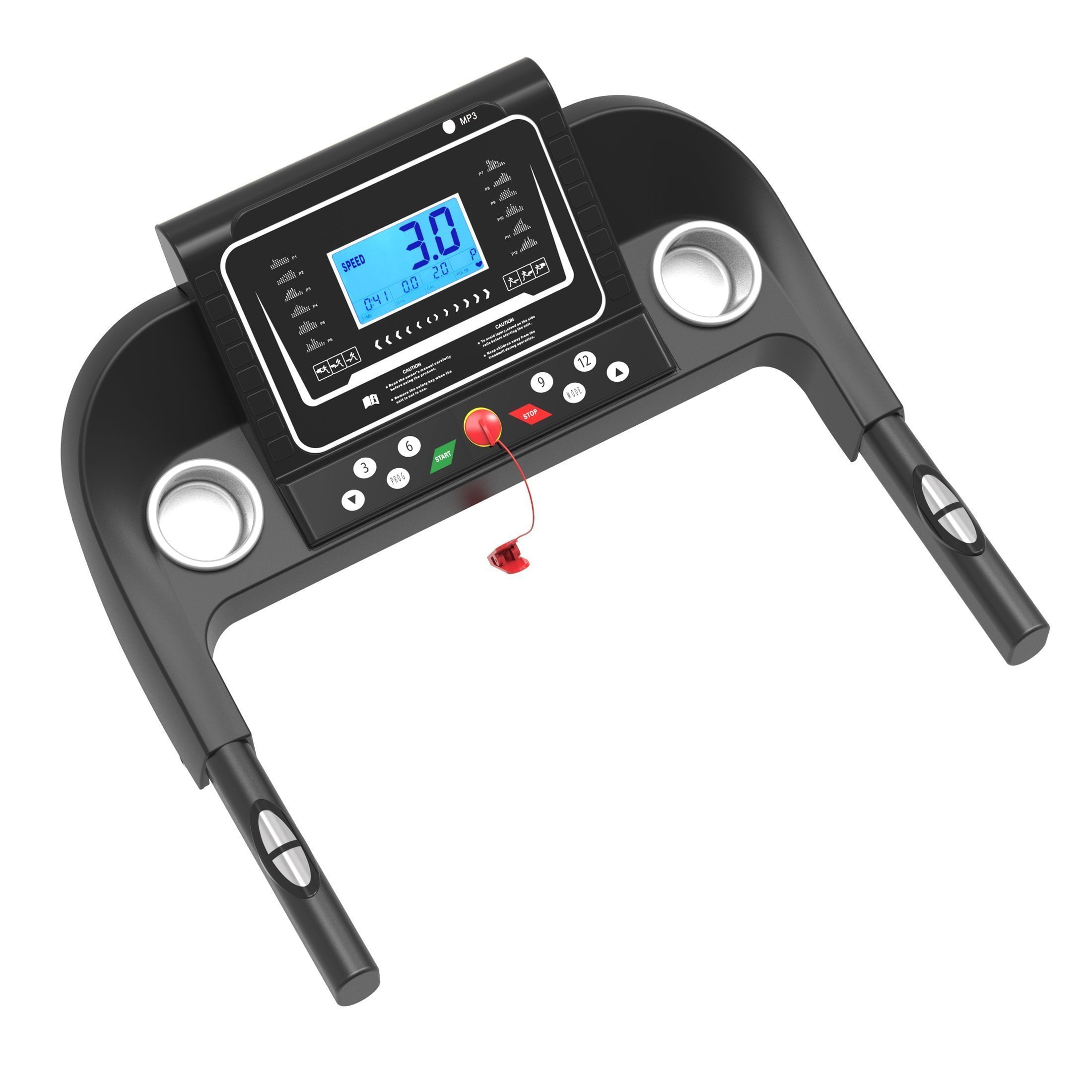 Smart Motorized Treadmill with Manual Incline and Air Spring & MP3, 5" LCD Display