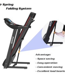 Smart Motorized Treadmill with Manual Incline and Air Spring & MP3, 5