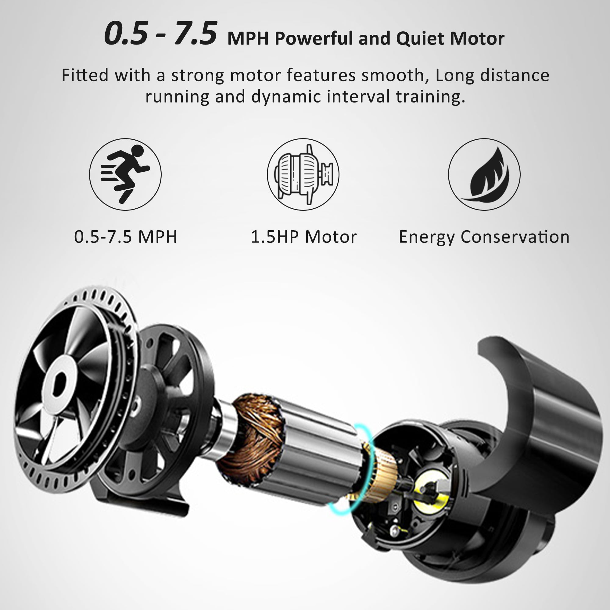 1.5HP Electric Running, Jogging & Walking Machine with Device Holder & Pulse Sensor