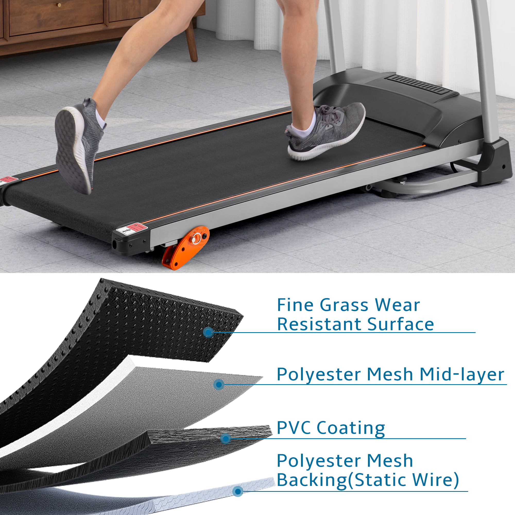 1.5HP Electric Running, Jogging & Walking Machine with Device Holder & Pulse Sensor