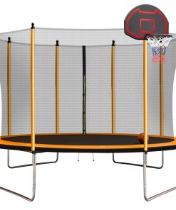 10ft Trampoline with Inner Safety Enclosure Net and Basketball Hoop