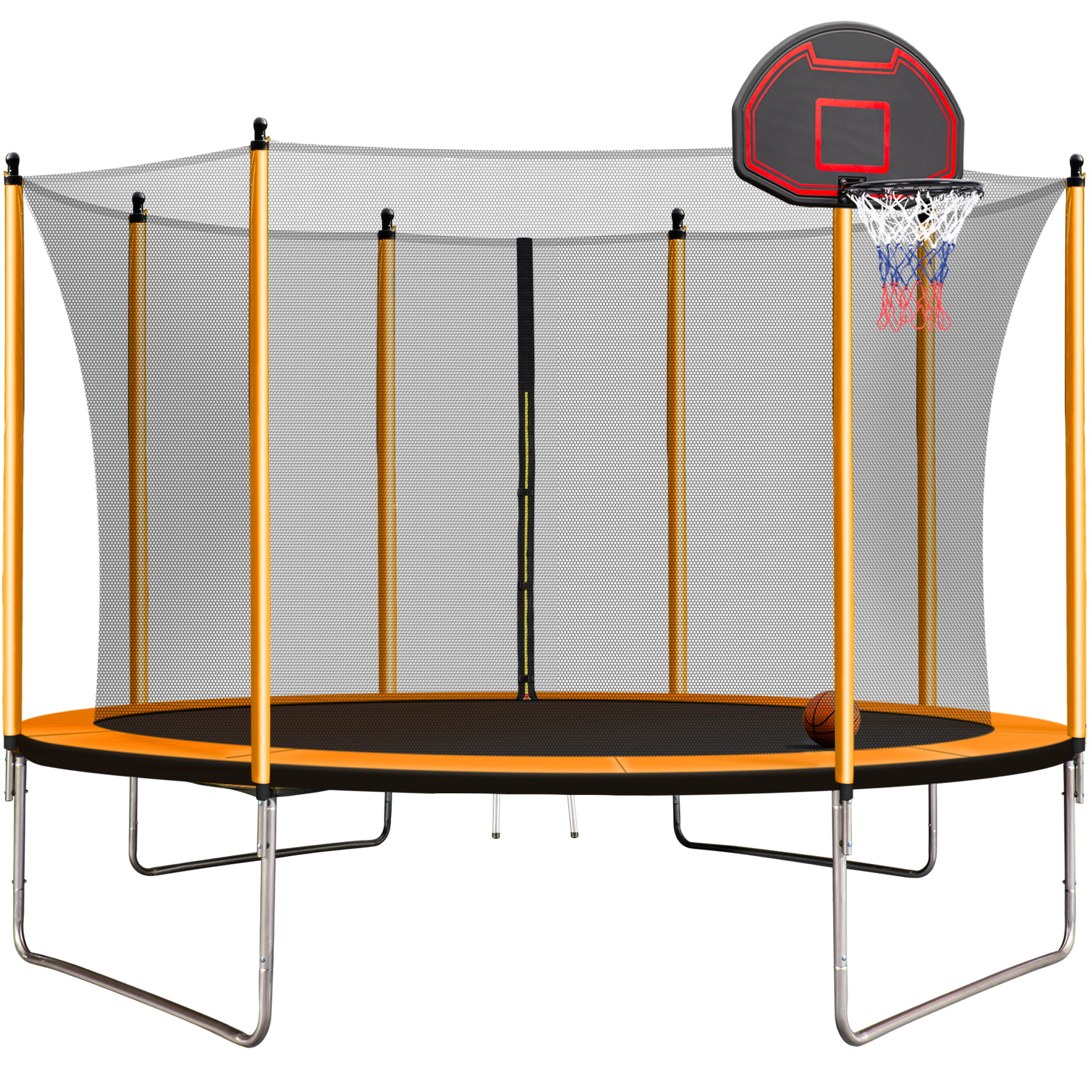 10ft Trampoline with Inner Safety Enclosure Net and Basketball Hoop