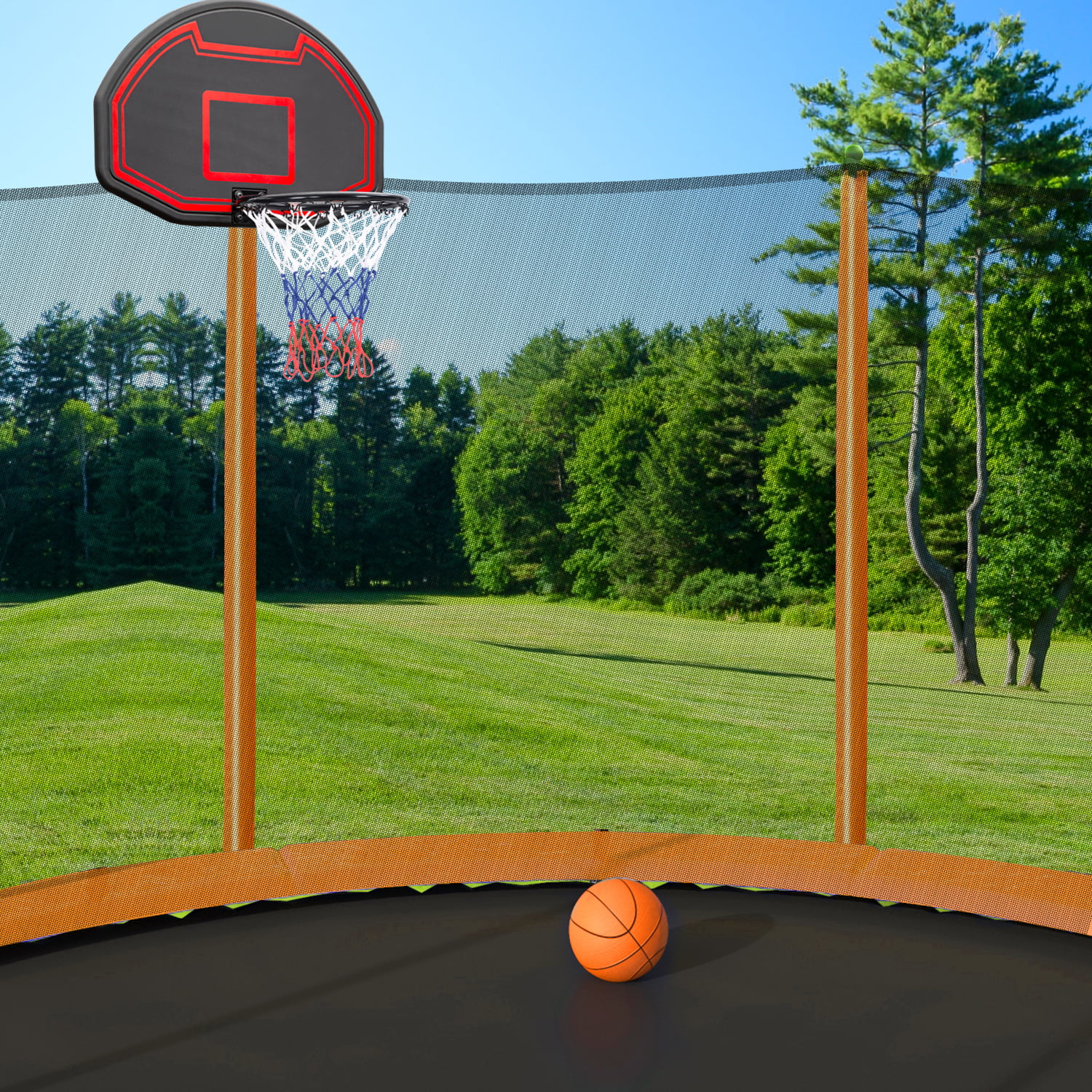 10ft Trampoline with Inner Safety Enclosure Net and Basketball Hoop