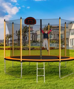 10ft Trampoline with Inner Safety Enclosure Net and Basketball Hoop