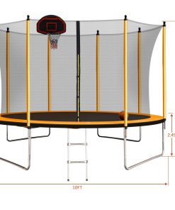 10ft Trampoline with Inner Safety Enclosure Net and Basketball Hoop