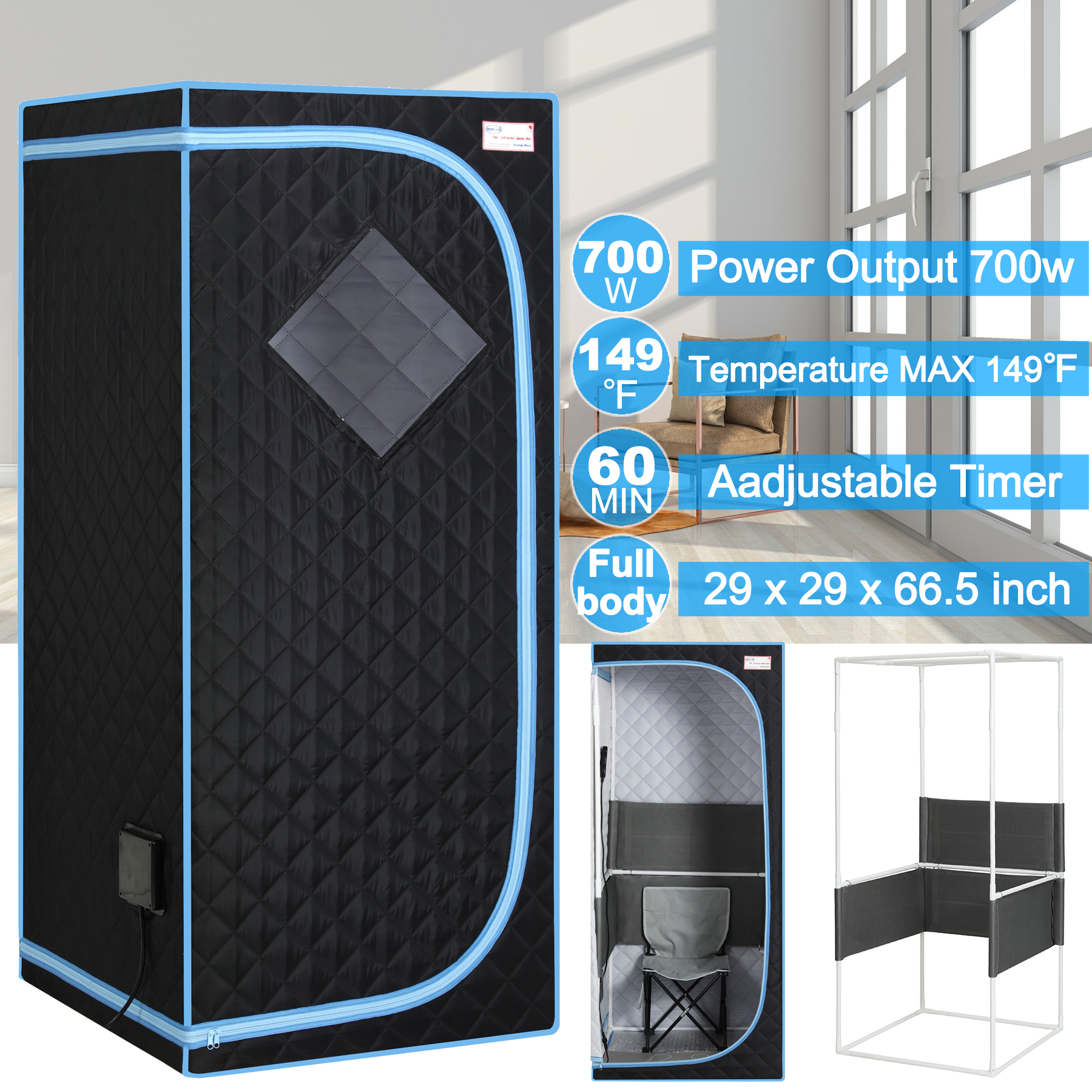 Full Body Far Infrared Sauna Tent, Black