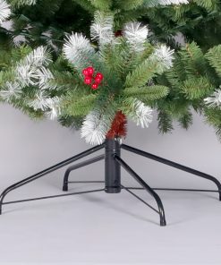 7.5FT Artificial Christmas Tree with Flocked Pine Needle, Cones Red Berries