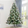7.5FT Artificial Christmas Tree with Flocked Pine Needle, Cones Red Berries