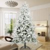 7ft Artificial Hinged Pine Tree With White Realistic Tips Unlit