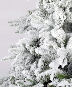 7ft Artificial Hinged Pine Tree With White Realistic Tips Unlit