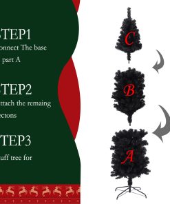 7.5ft Slim Artificial Christmas Tree Includes Foldable Metal Stand