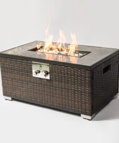 Outdoor Square Fire Pit Table With Propane Tank Cover