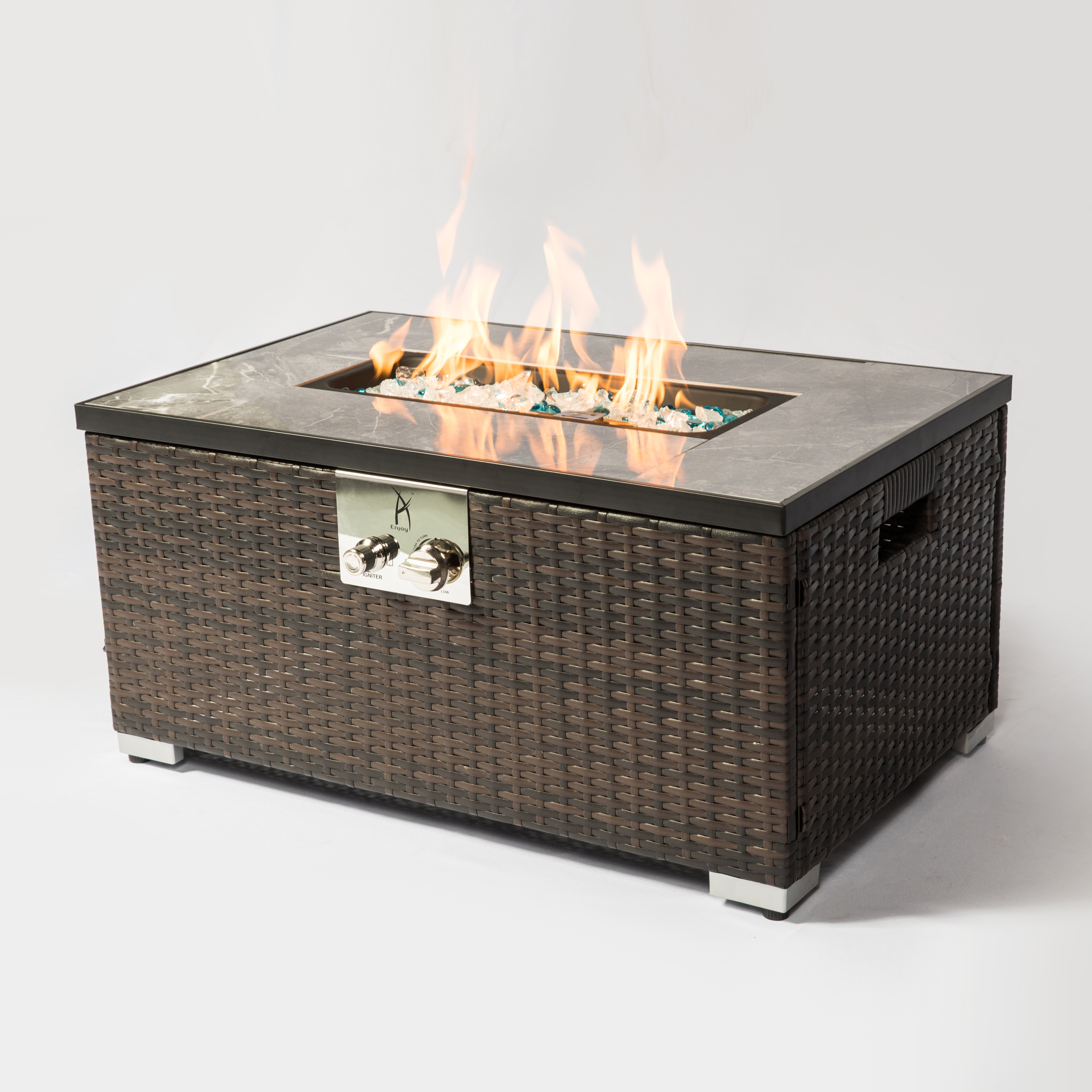 Outdoor Square Fire Pit Table With Propane Tank Cover