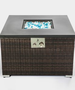 Outdoor Square Fire Pit Table With Propane Tank Cover