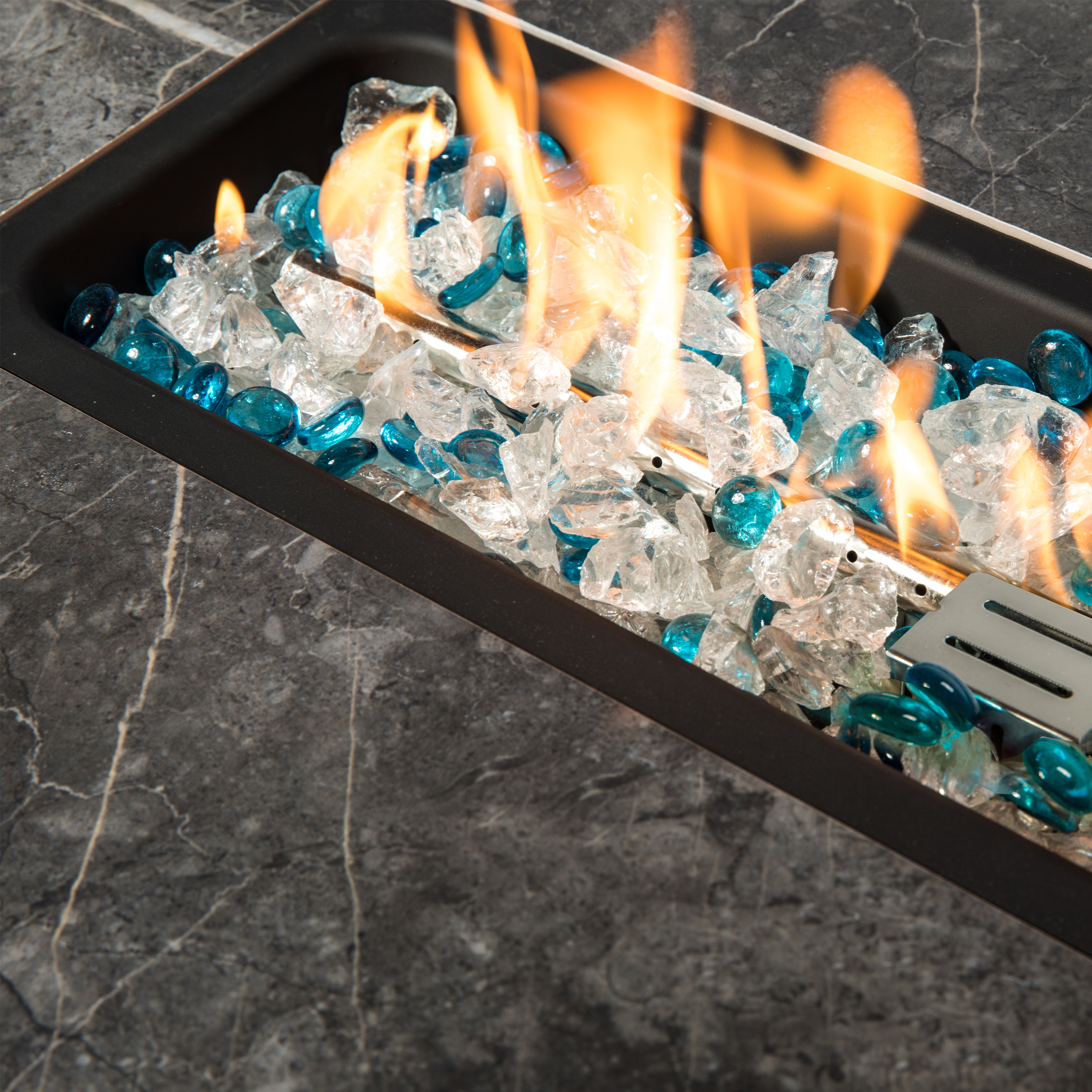Outdoor Square Fire Pit Table With Propane Tank Cover