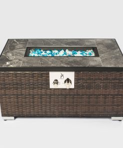 Outdoor Square Fire Pit Table With Propane Tank Cover