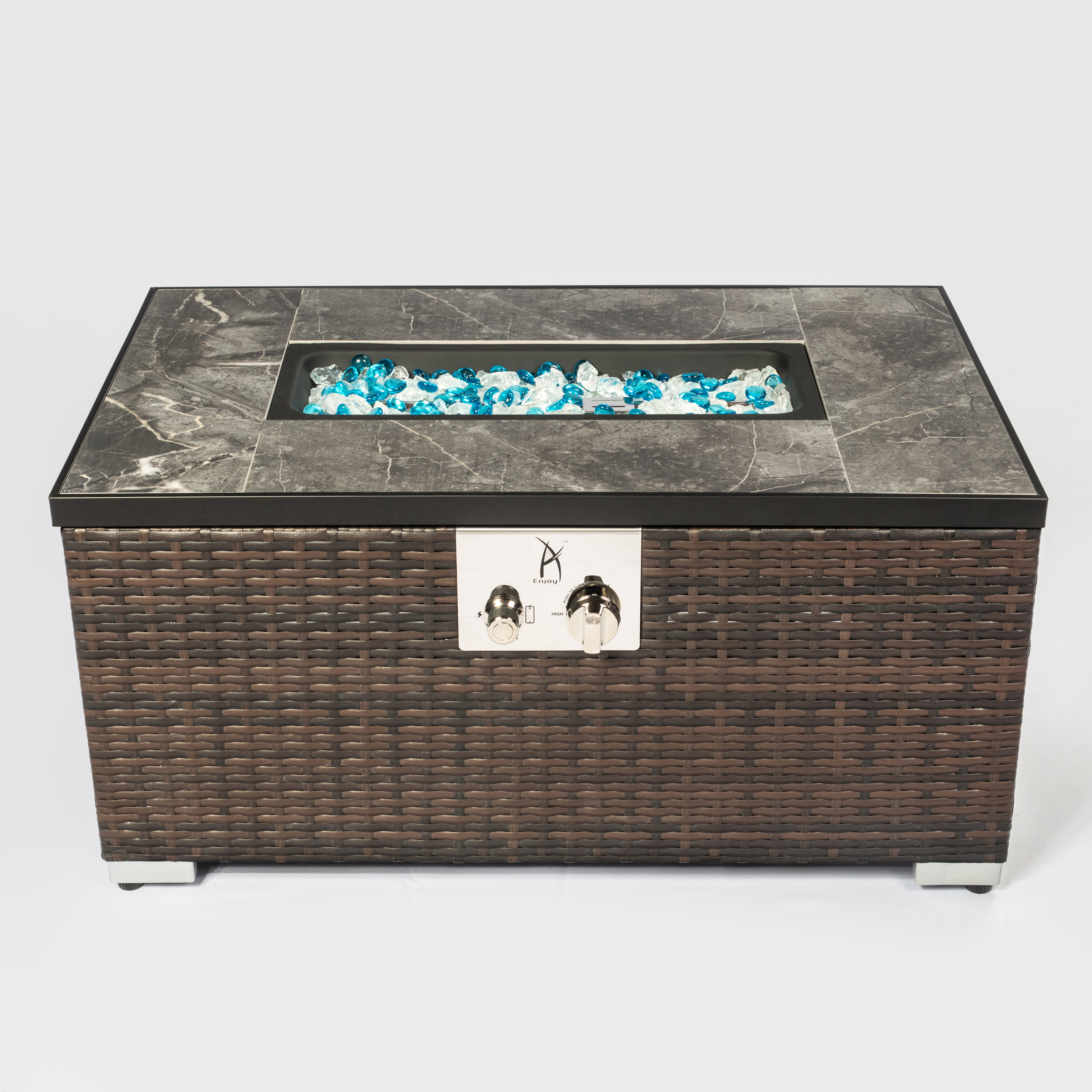 Outdoor Square Fire Pit Table With Propane Tank Cover
