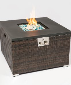 Outdoor Square Fire Pit Table With Propane Tank Cover