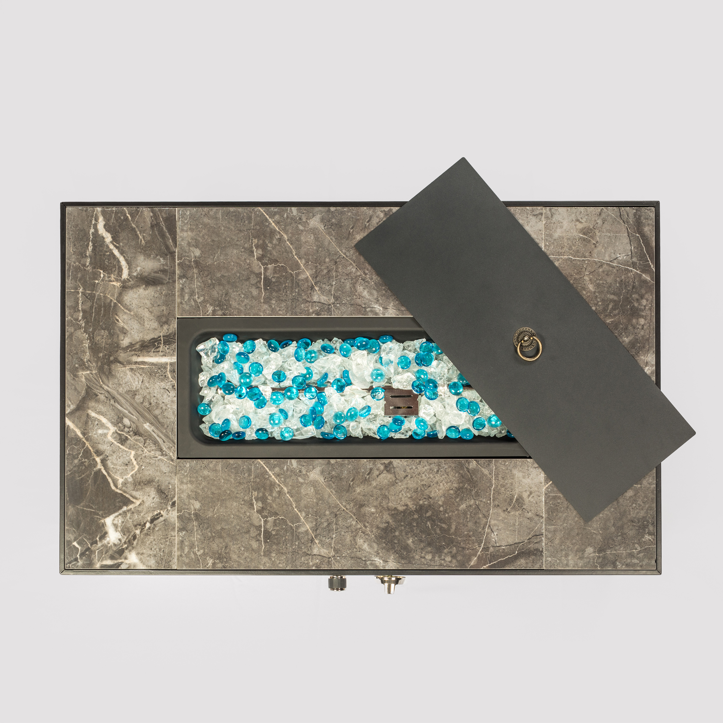 Outdoor Square Fire Pit Table With Propane Tank Cover