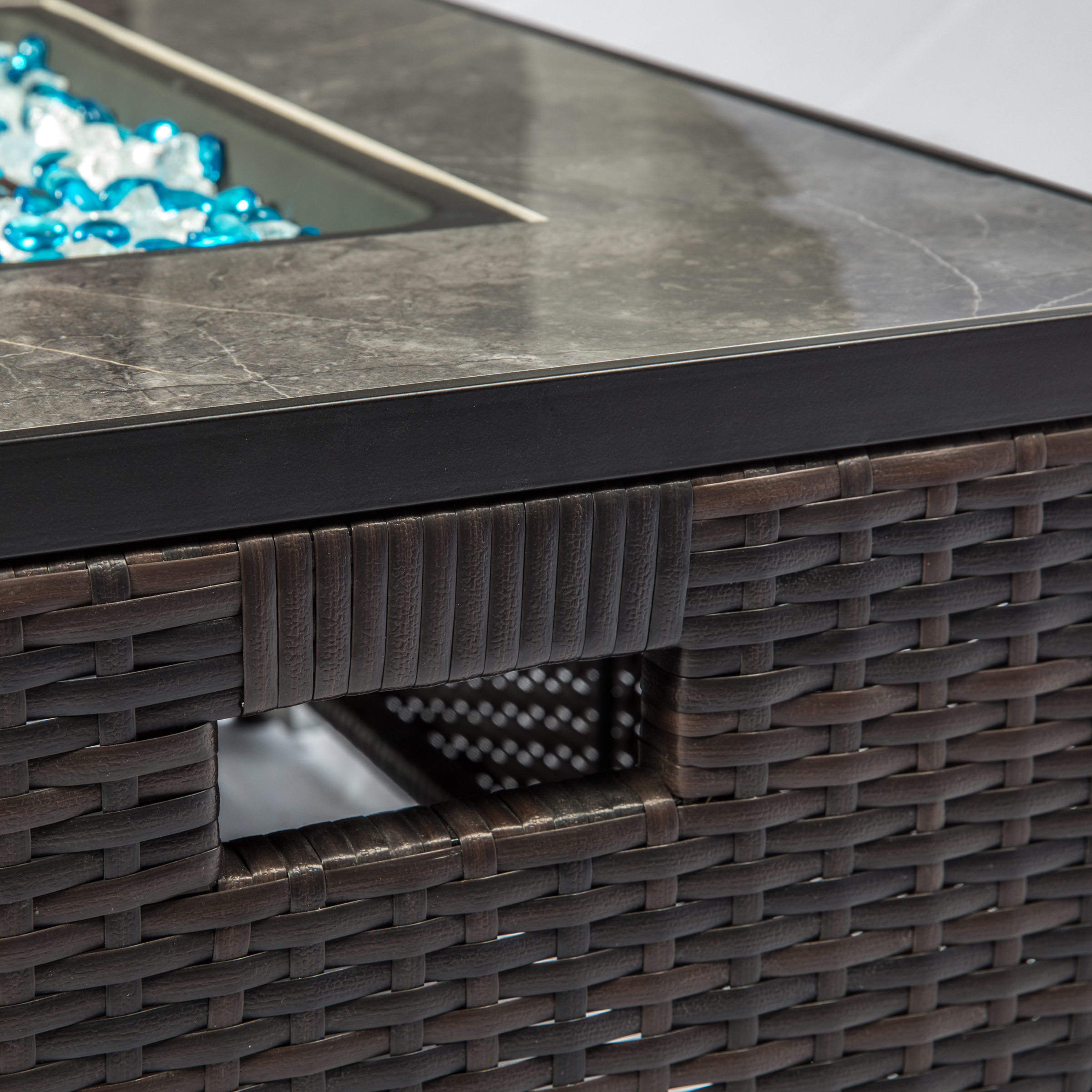 32” Rectangular Rattan Fire Pit Table