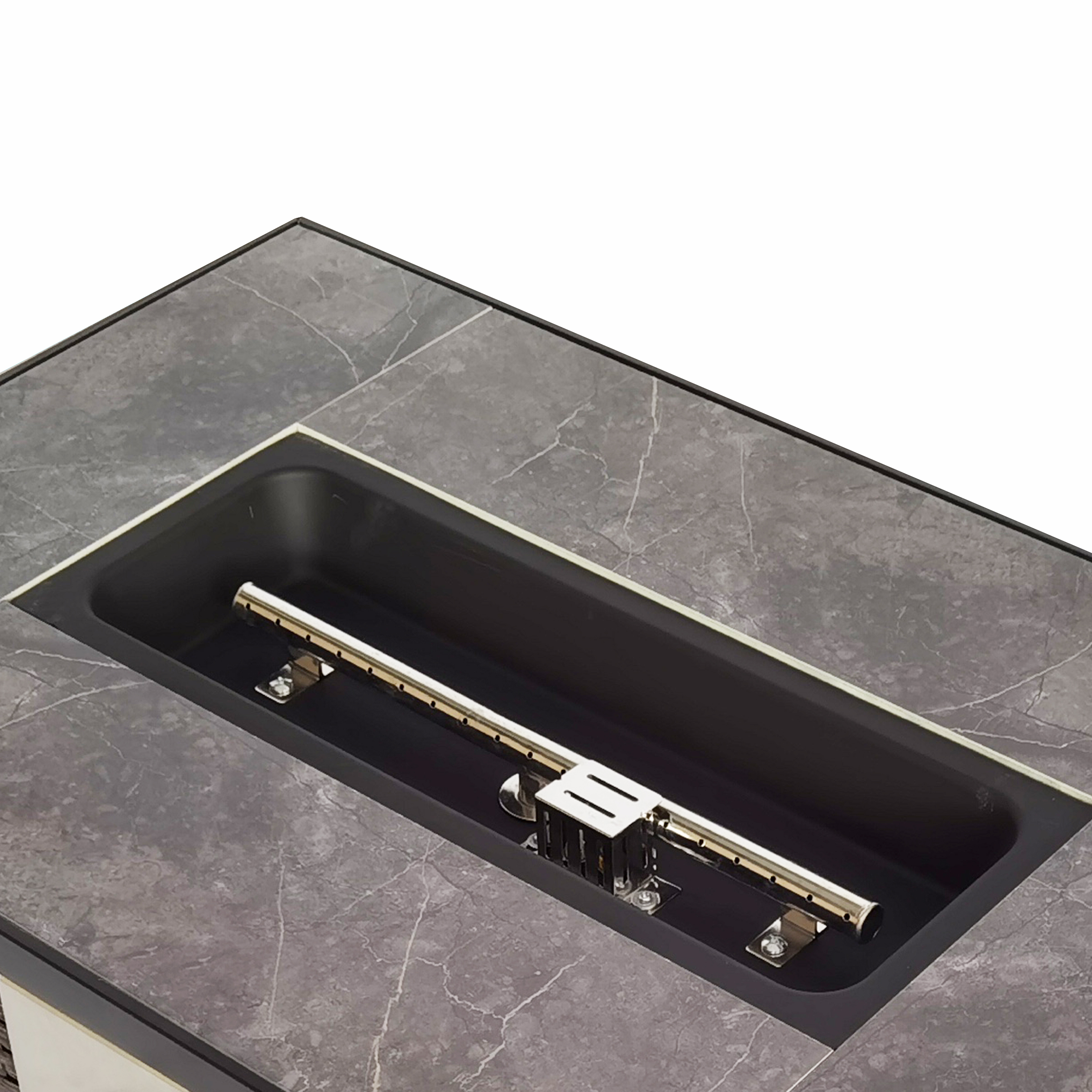 32” Rectangular Rattan Fire Pit Table