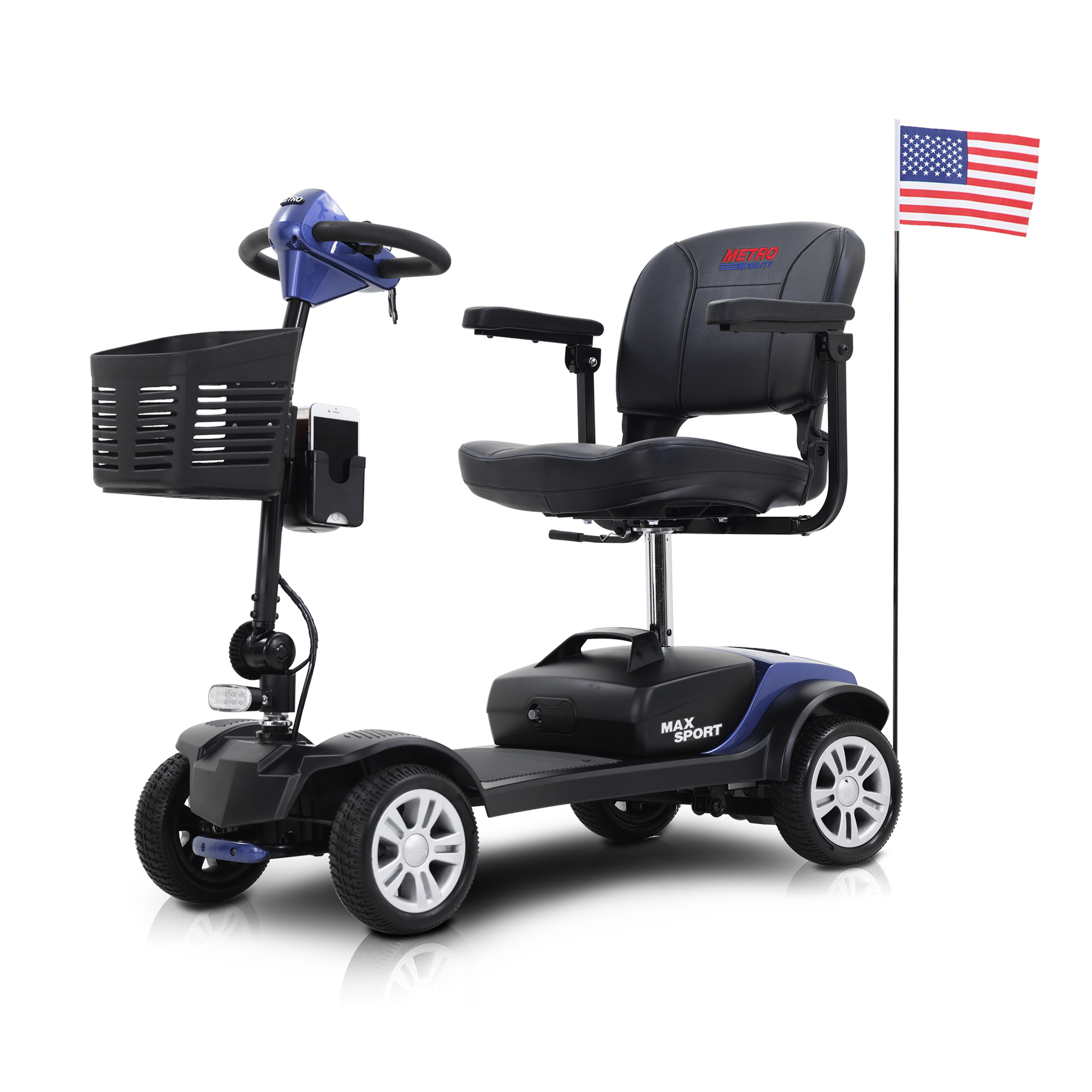 MAX SPORT 4 Wheels Outdoor Compact Mobility Scooter with 2pcs*12AH Lead acid Battery