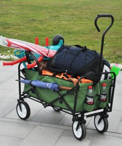 Folding Wagon Garden Shopping Beach Cart Green