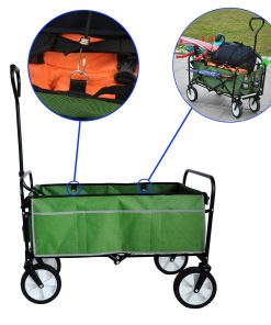 Folding Wagon Garden Shopping Beach Cart Green