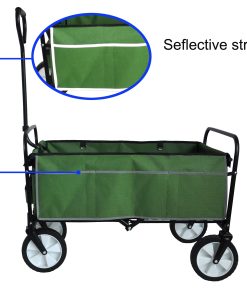 Folding Wagon Garden Shopping Beach Cart Green