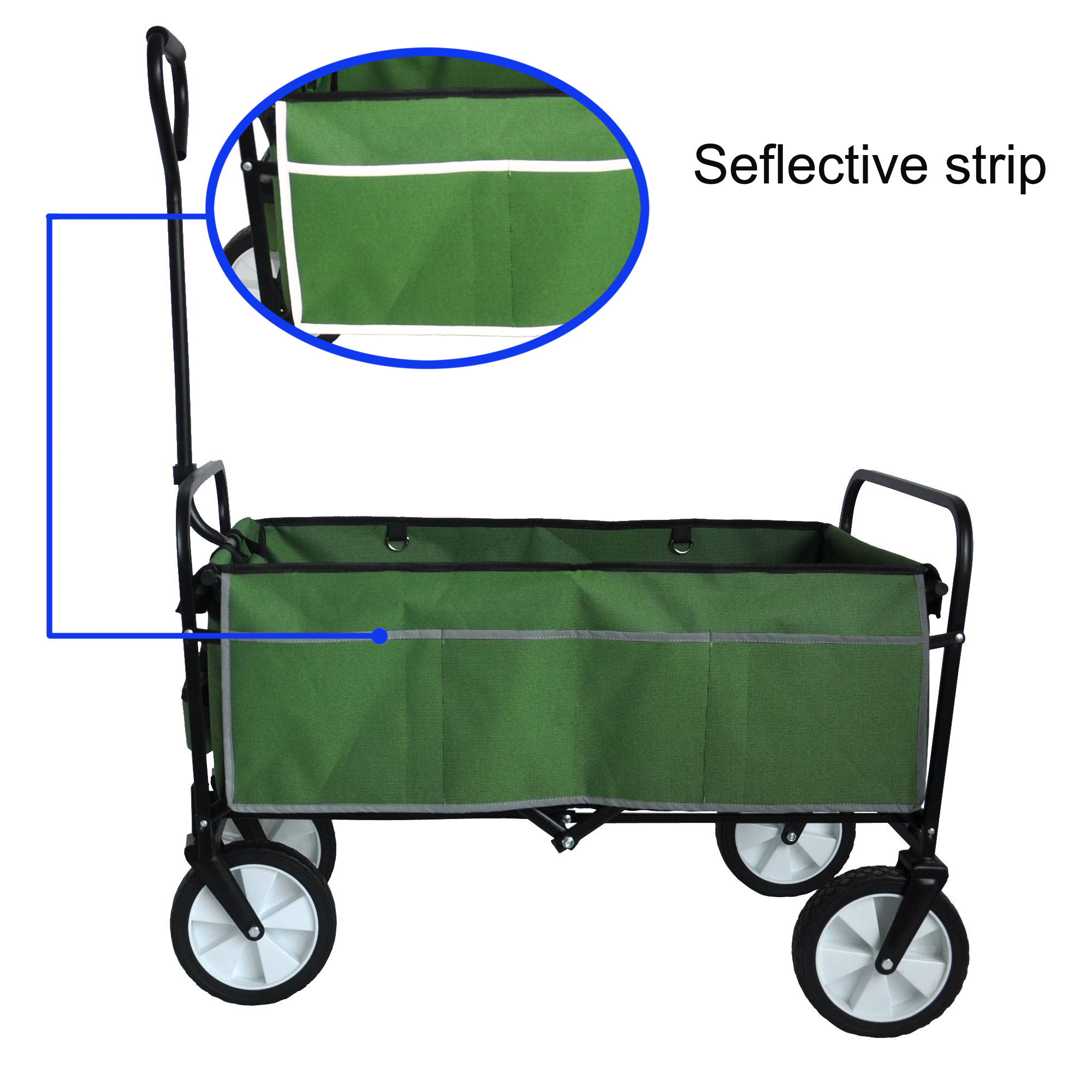 Folding Wagon Garden Shopping Beach Cart Green