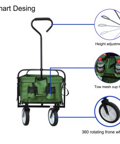 Folding Wagon Garden Shopping Beach Cart Green
