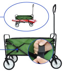 Folding Wagon Garden Shopping Beach Cart Green