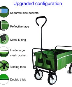 Folding Wagon Garden Shopping Beach Cart Green