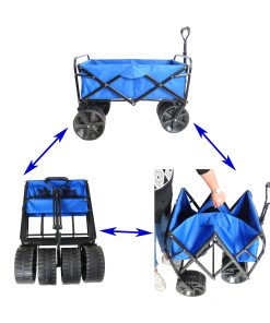 Folding Wagon Garden Cart, Blue