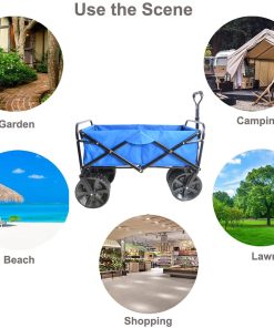 Folding Wagon Garden Cart, Blue
