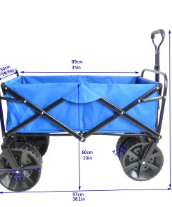 Folding Wagon Garden Cart, Blue