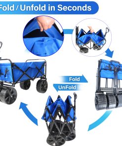 Folding Wagon Garden Cart, Blue