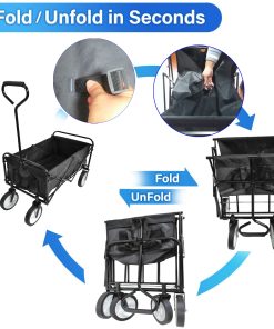 Folding Wagon Garden Cart, Black