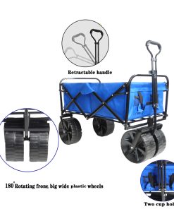 Folding Wagon Garden Cart, Blue