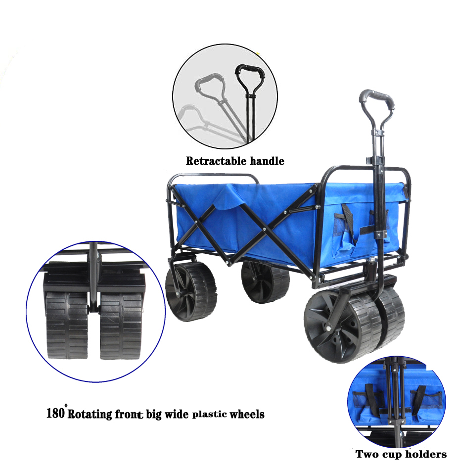 Folding Wagon Garden Cart, Blue