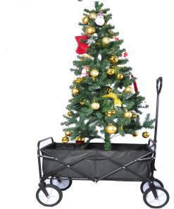 Folding Wagon Garden Cart, Black