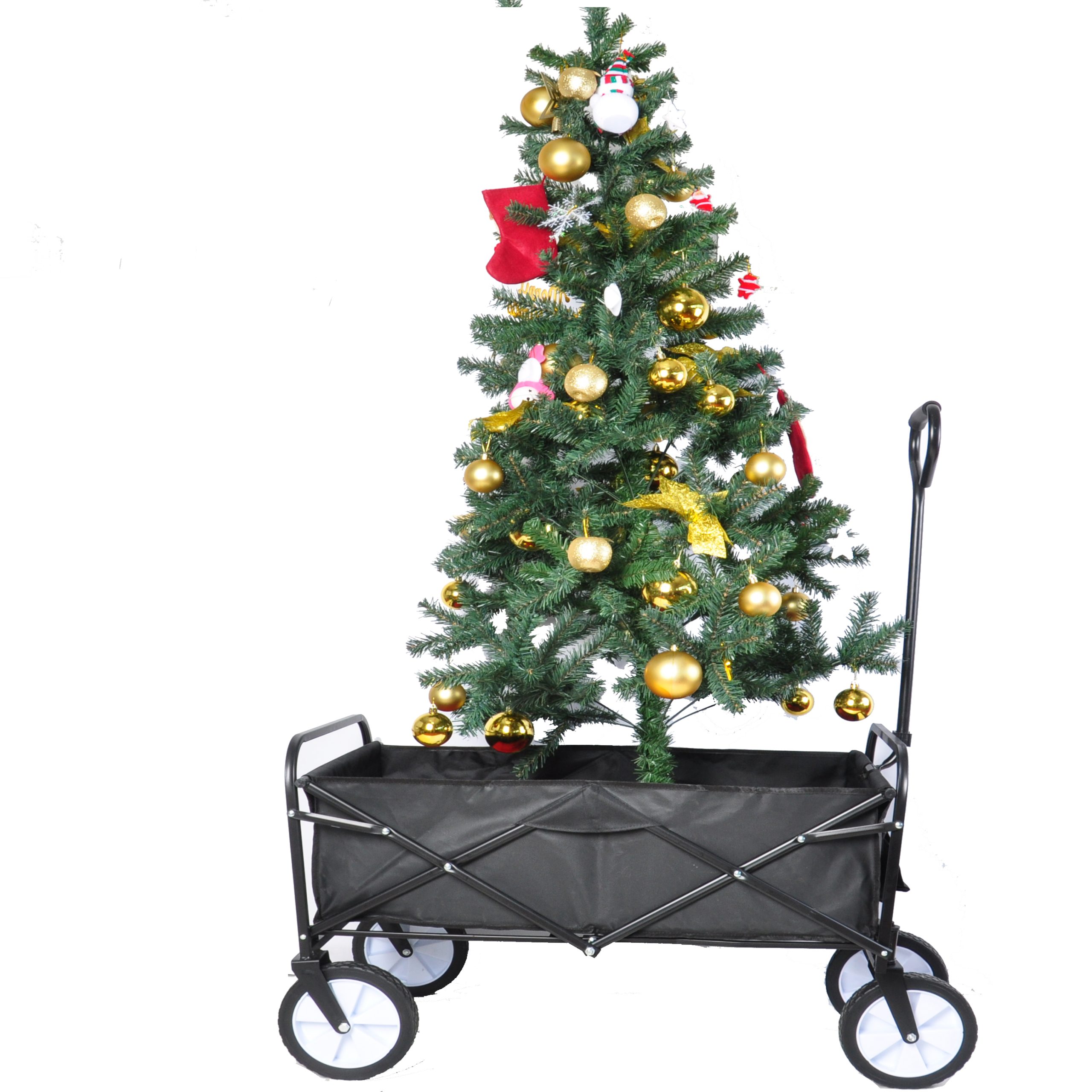 Folding Wagon Garden Cart, Black