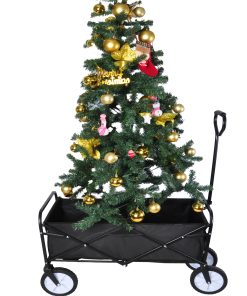 Folding Wagon Garden Cart, Black