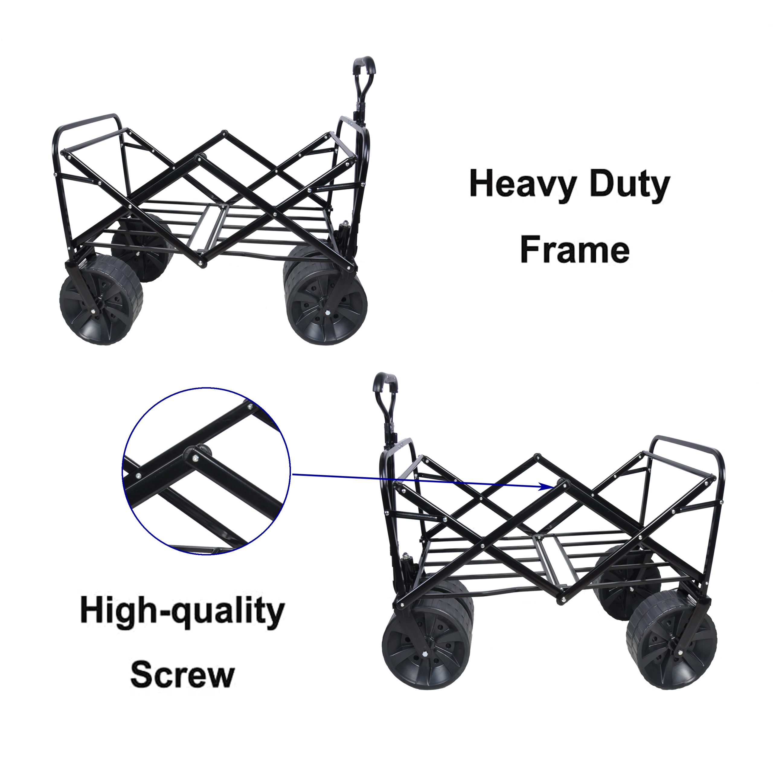 Folding Wagon Garden Cart, Blue