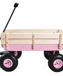 Outdoor All Terrain Wagon Cart with Wood Railing Air Tires