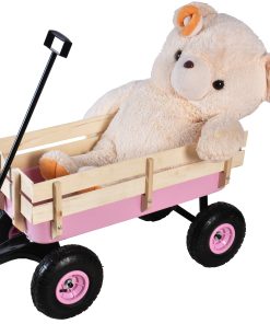 Outdoor All Terrain Wagon Cart with Wood Railing Air Tires